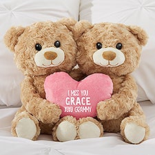 I Miss You Personalized Hugging Bear Plush Pink Heart - 47098