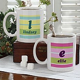 Personalized Coffee Mugs - Crazy for Stripes Monogram Design - 4711