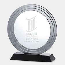 Engraved Logo Round Smoke-Grey Glass Award - 47167