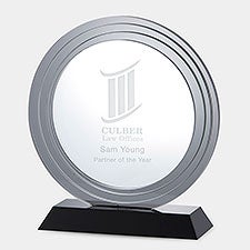 Engraved Logo Round Smoke-Grey Glass Award  - 47167