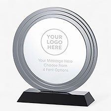Engraved Logo Round Smoke-Grey Glass Award  - 47167