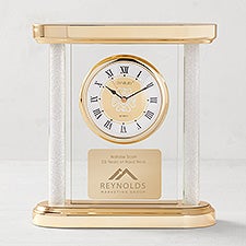 Corporate Logo Gold and Glass Column Clock - 47168