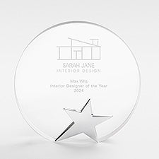 Corporate Logo Recogniton Round Star Glass Award  - 47169