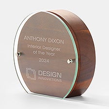 Corporate Logo Round Wood & Glass Recognition Award - 47177