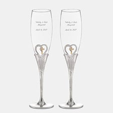 Engraved Cross  Heart Flute Set  - 47194