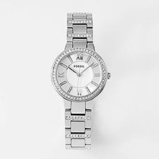 Corporate Fossil Virginia Silver and Crystal Watch - 47219