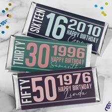 Timeless Birthday Personalized Candy Bar Wrappers - 47224