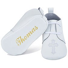 Personalized Leather Christening Baby Shoes - 47285D