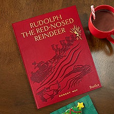 Rudolph The Red-Nosed Reindeer Personalized Leather Book - 47292D