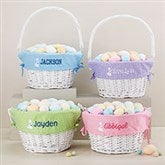 Bunny Name Embroidered White Easter Basket - 47298