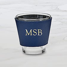 Personalized Leather Wrapped Glass Set - 47307D