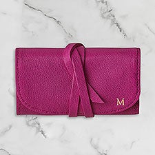 Personalized Small Leather Jewelry Rolls - 47323D