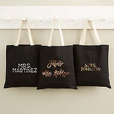 Metallic Foil Bride Personalized Black Tote Bag - 47327