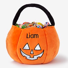 Cheerful Pumpkin Embroidered Boys Halloween Treat Bag - Reflective - 47338