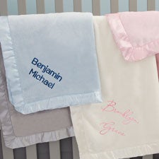 Only You Embroidered Satin Trim Baby Blanket - 47401