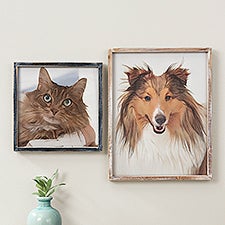 Cartoon Your Pet Personalized Barnwood Framed Wall Art - 47422