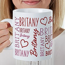 Repeating Name Heart Personalized Extra Large Coffee Mug - 30 oz - 47428