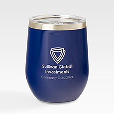 Personal Logo Corkcicle 12oz Stemless Wine Tumbler- Navy - 47435