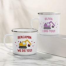 I Dig You Personalized Construction Truck Enamel Mug - 47440