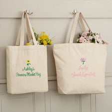 Flowers For Her Embroidered Canvas Tote Bags  - 47451