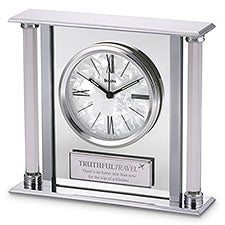 Personalized Logo Bulova Pearlized Column Recognition Clock  - 47470