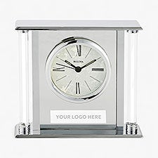 Personalized Logo Bulova Pearlized Column Recognition Clock  - 47470