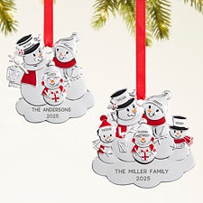 Snowman Family Personalized Metal Ornament - 47485