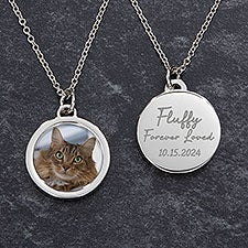 Personalized Pet Memorial Photo Pendant Necklace - Round  - 47505