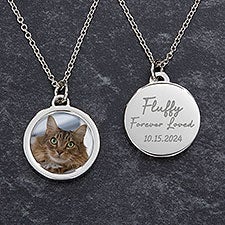 Pet Memorial Personalized Round Photo Pendant Necklace - 47505