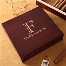 Cherry Wood Personalized Cigar Humidor - 4754