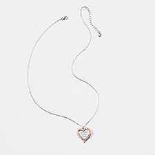 Engraved Sterling Silver/Rose Gold Mom Heart Swing Necklace - 47624