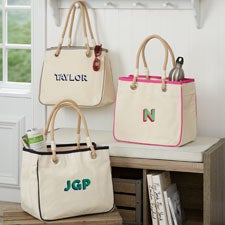 Shadow Name Personalized Canvas Rope Tote Bag - 47654