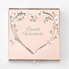 Engraved Rose Gold Heart  Vines Compact   - 47716