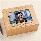 Personalized Graduation Photo Keepsake Box - Scripty Grad Cap - 47798