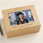 Personalized Graduation Photo Keepsake Box - Scripty Grad Cap - 47798