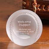Personalized Crystal Baseball Paperweight - Welcome Slugger - 4780