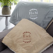 Their Initials Embroidered Sherpa Blanket - 47822