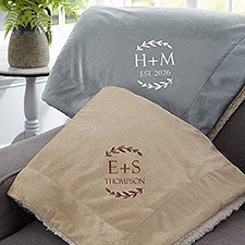 Wedding Initials Embroidered Sherpa Blanket - 47822