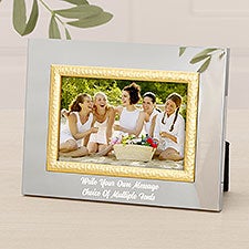 Engraved Message Silver  Gold Hammered Picture Frames - 47828