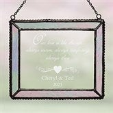 Engraved Iridescent Glass Suncatcher - Romantic Couples Design - 4789