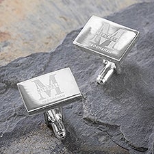 Lavish Groomsmen Wedding Personalized Silver Cufflinks - 47937