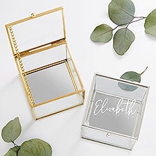 Trendy Script Personalized Glass Jewelry Box  - 47960