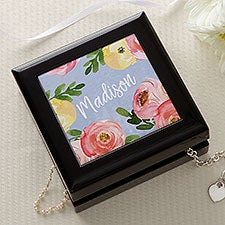 Floral Print Personalized Jewelry Box  - 47968