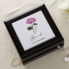 Birth Month Flower Personalized Jewelry Box - 47976