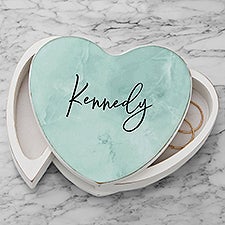 Pastel Watercolor Personalized Heart Jewelry Box - 47994