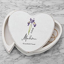 Birth Month Flower Personalized Heart Jewelry Box  - 47997