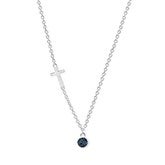 Custom Bezel Set Birthstone Cross Necklace - 48016D