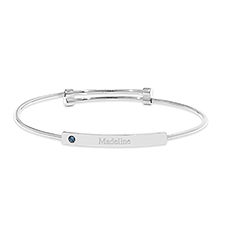 Custom Birthstone Engravable Bar Bangle Bracelet - 48020D