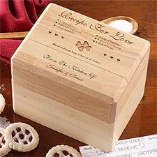 Engraved Bamboo Recipe Box - Recipe For Love Design - 4803