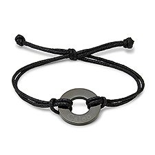  Engraved Mens Black Stainless Steel Circle Bracelet - 48030D